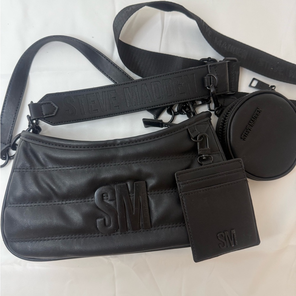 Steve Madden Small Black Leather Crossbody Purse